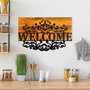 Wallity Welcome Escultura de pared de madera y metal en Nogal y Negro